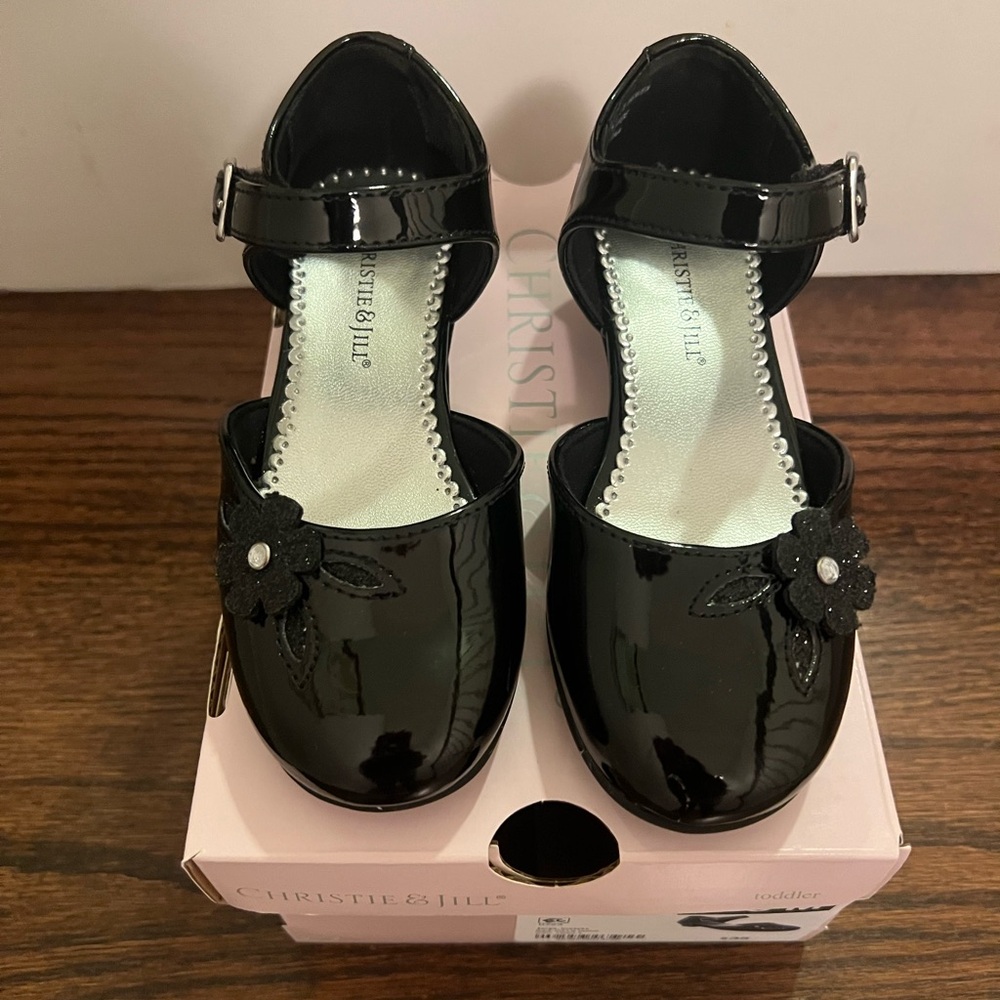 Black patent leather dress shoes